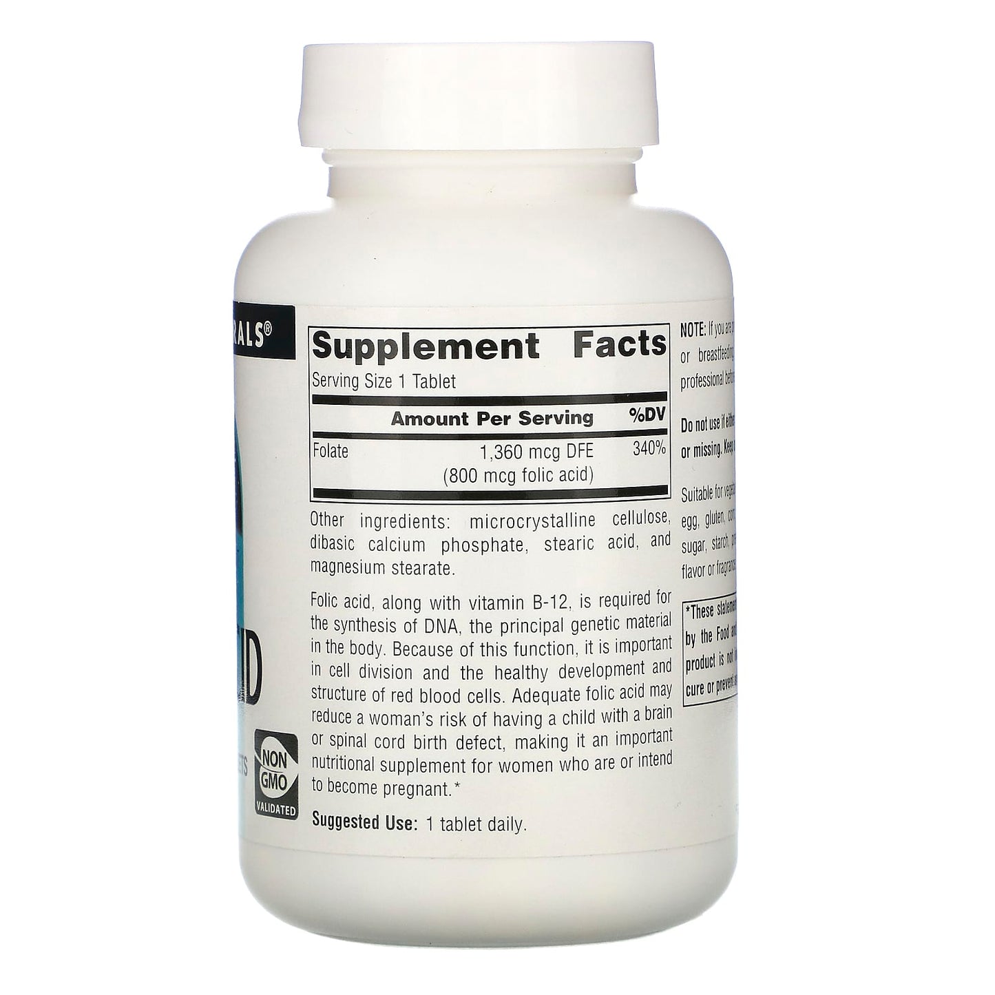 Source Naturals, Folic Acid 800 mcg, 500 Tablets UPC 021078004844 | Hilife Vitamins