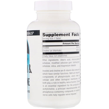 Source Naturals, Inositol & Choline 800 mg, 100 Tablets UPC 021078004929 | Hilife Vitamins