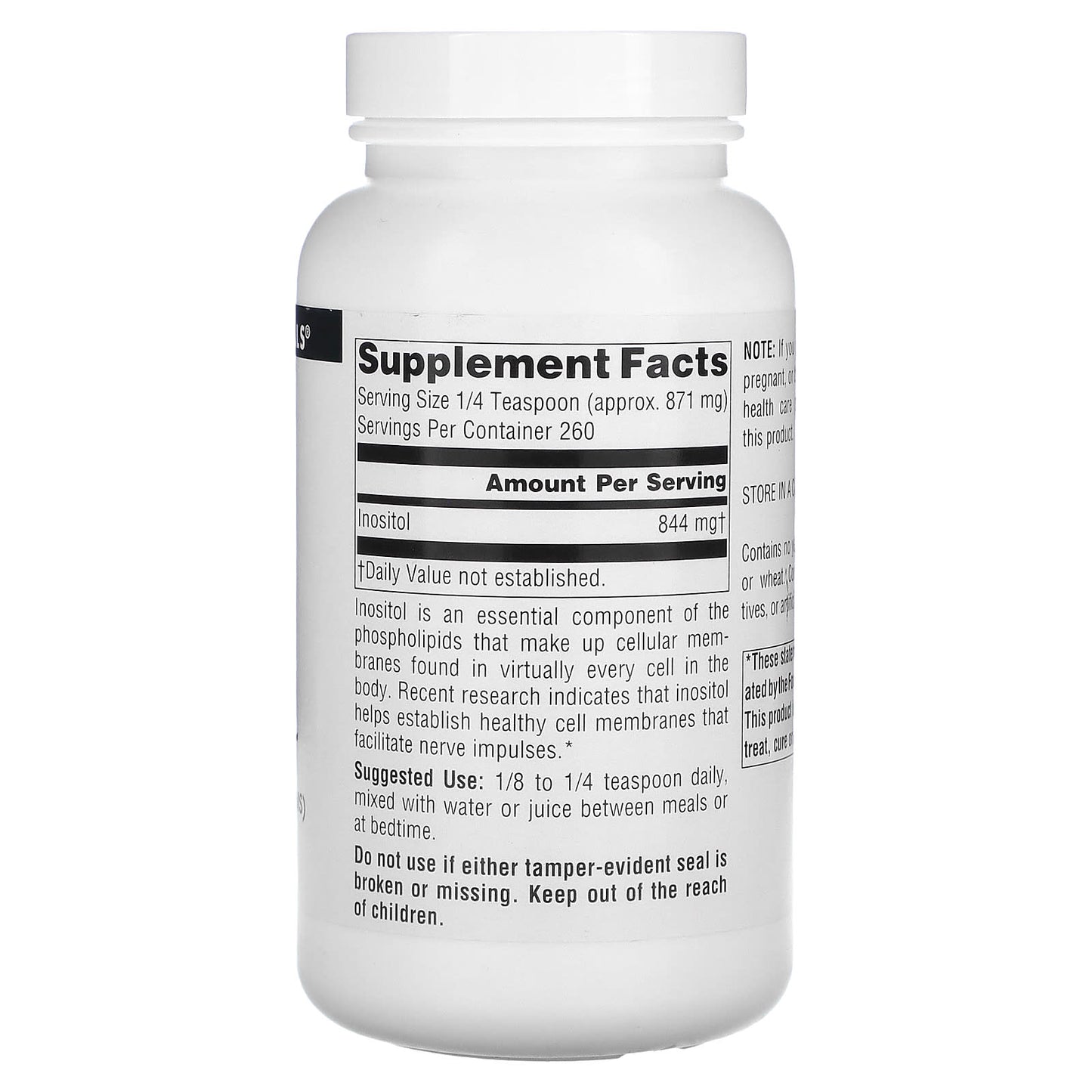 Source Naturals, Inositol, Pure, 8 Oz Ounces UPC 021078004950 | Hilife Vitamins