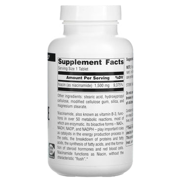Source Naturals, Niacinamide B-3 1500 mg, 100 Tablets UPC 021078005063 | HiLife Vitamins