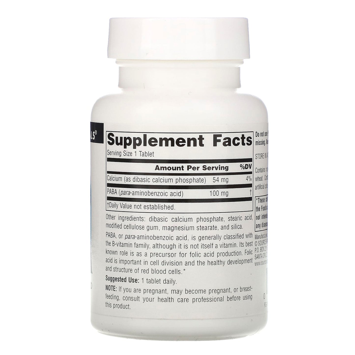 Source Naturals, PABA 100 mg, 250 Tablets UPC 021078005087 | Hilife Vitamins