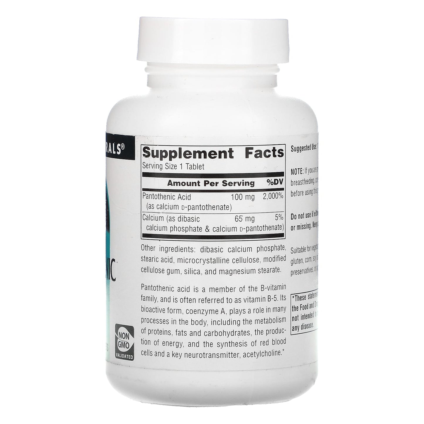 Source Naturals, Pantothenic Acid 100 mg, 250 Tablets UPC 021078005100 | Hilife Vitamins