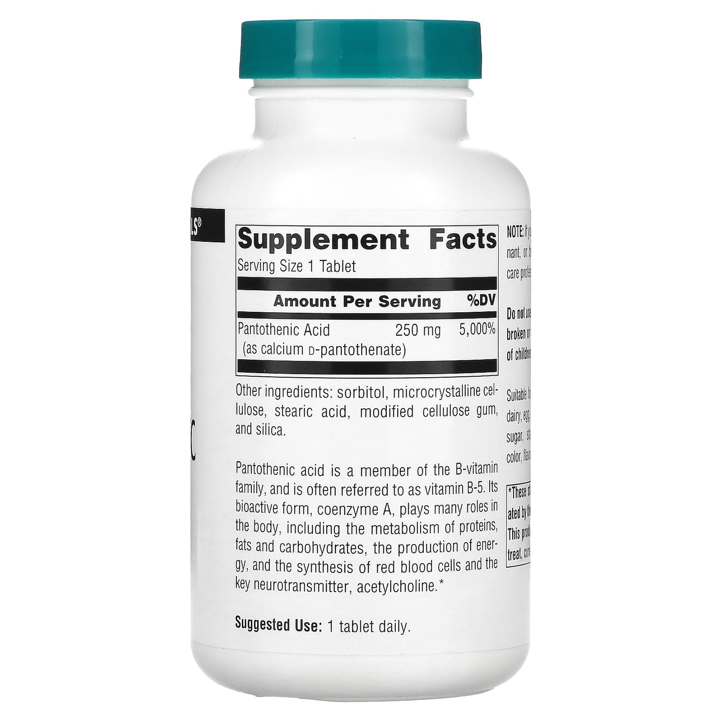 Source Naturals, Pantothenic Acid 250 mg, 250 Tablets UPC 021078005124 | Hilife Vitamins