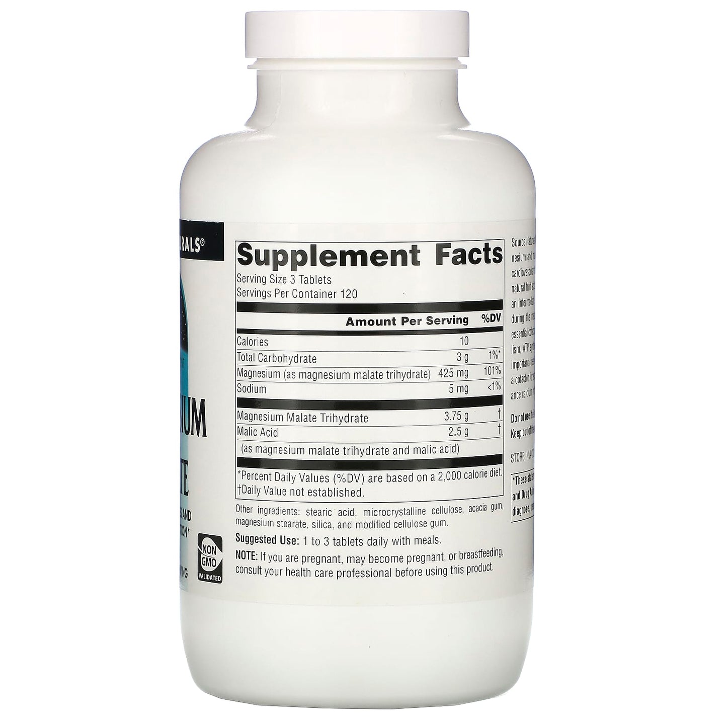 Source Naturals, Magnesium Malate, 3,750 mg, 360 Tablets UPC 021078005353 | HiLife Vitamins