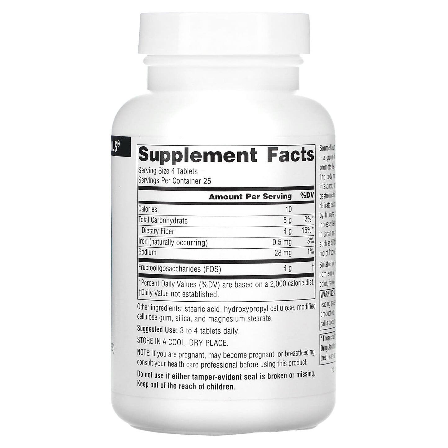Source Naturals, FOS 1000 mg, 100 Tablets UPC 021078005759 | Hilife Vitamins