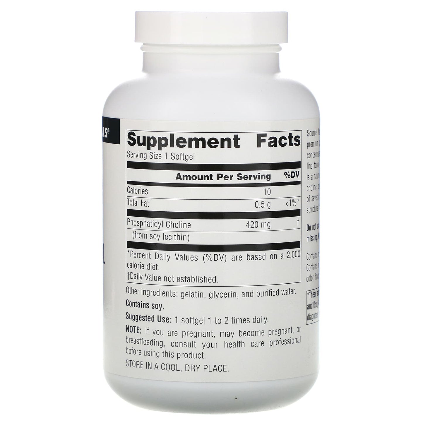 Source Naturals, Phosphatidyl Choline 420 mg, 180 Softgels UPC 021078006206 | Hilife Vitamins