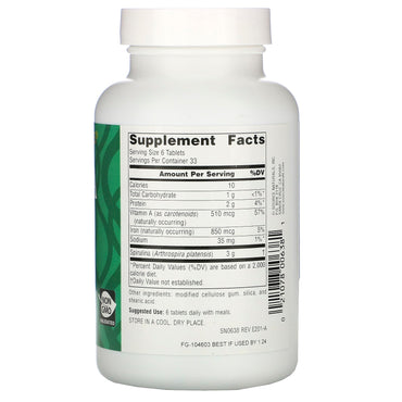 Source Naturals, Spirulina 500 mg, 200 Tablets UPC 021078006381 | Hilife Vitamins