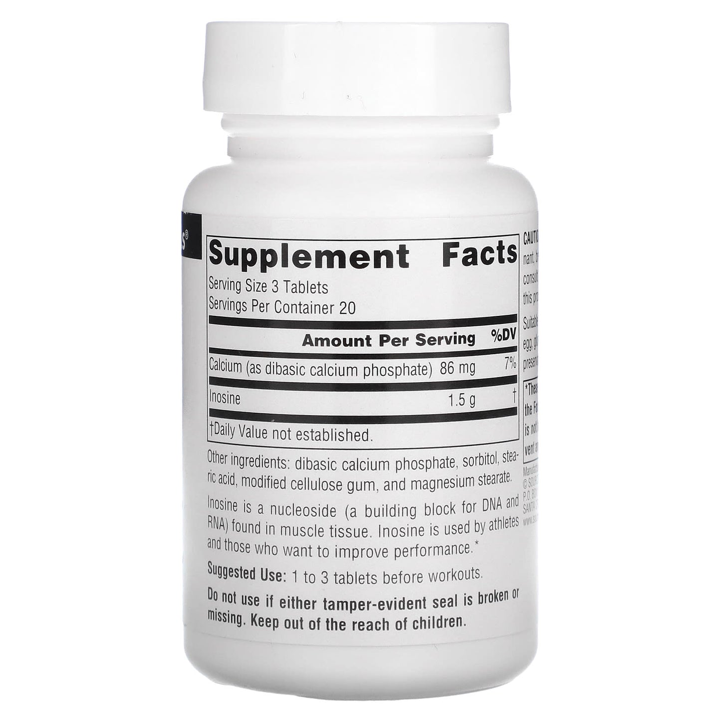 Source Naturals, Inosine 500 mg, 60 Tablets UPC 021078006527 | Hilife Vitamins