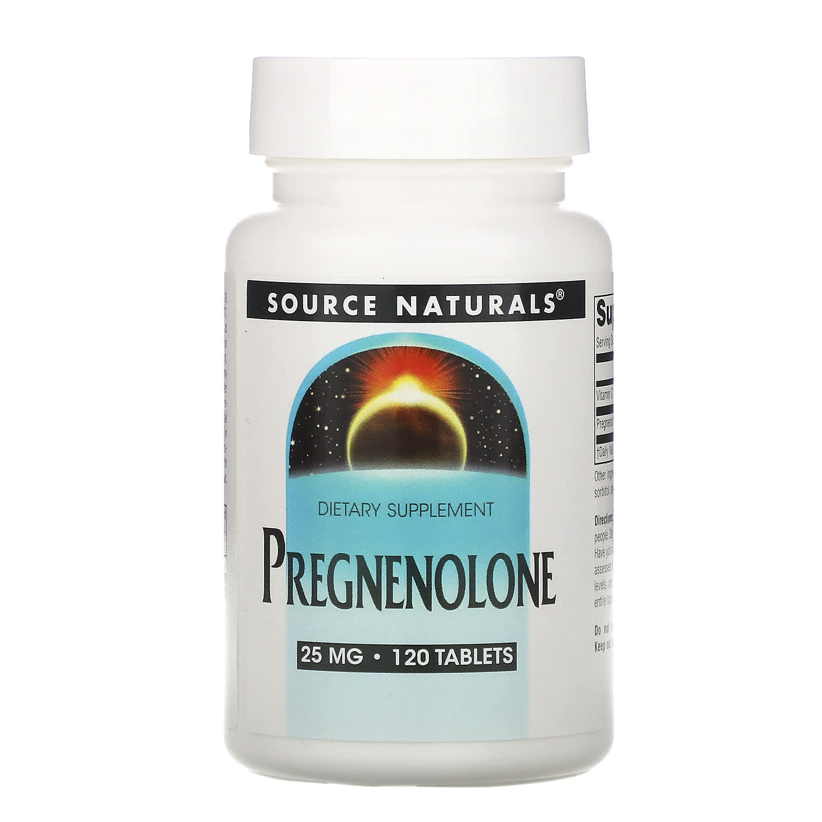 Source Naturals, Pregnenolone 25 mg, 120 Tablets UPC 021078006787 | Hilife Vitamins