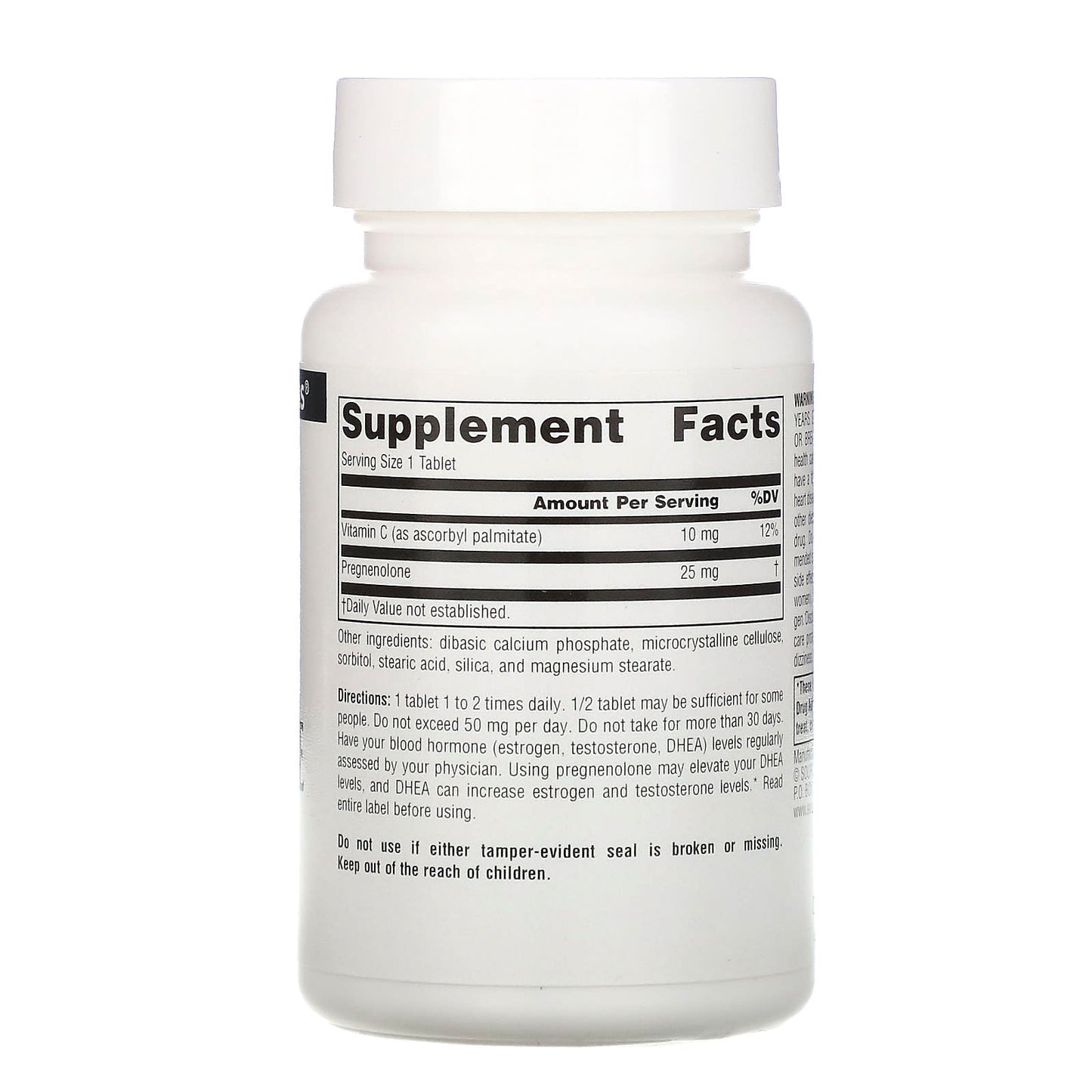 Source Naturals, Pregnenolone 25 mg, 120 Tablets UPC 021078006787 | Hilife Vitamins