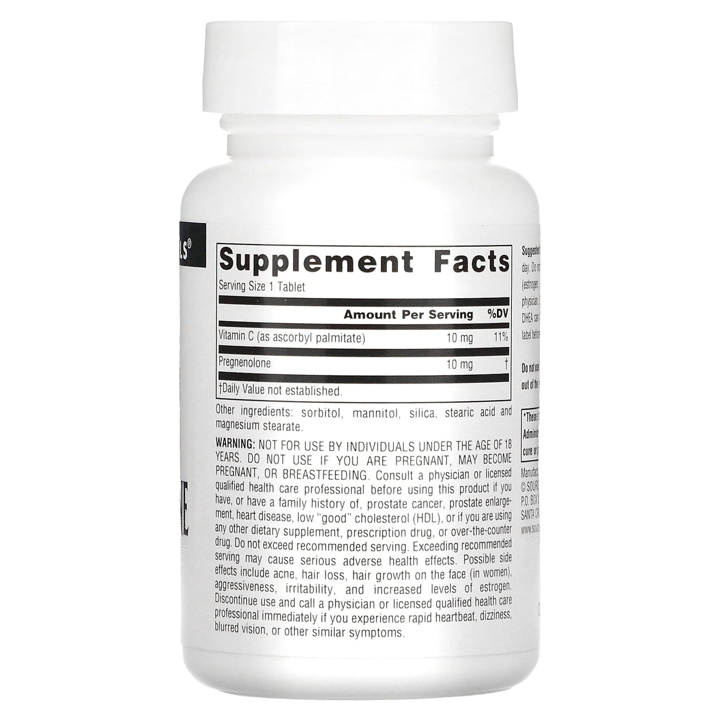 Source Naturals, Pregnenolone 10 mg, 120 Tablets UPC 021078007173 | Hilife Vitamins