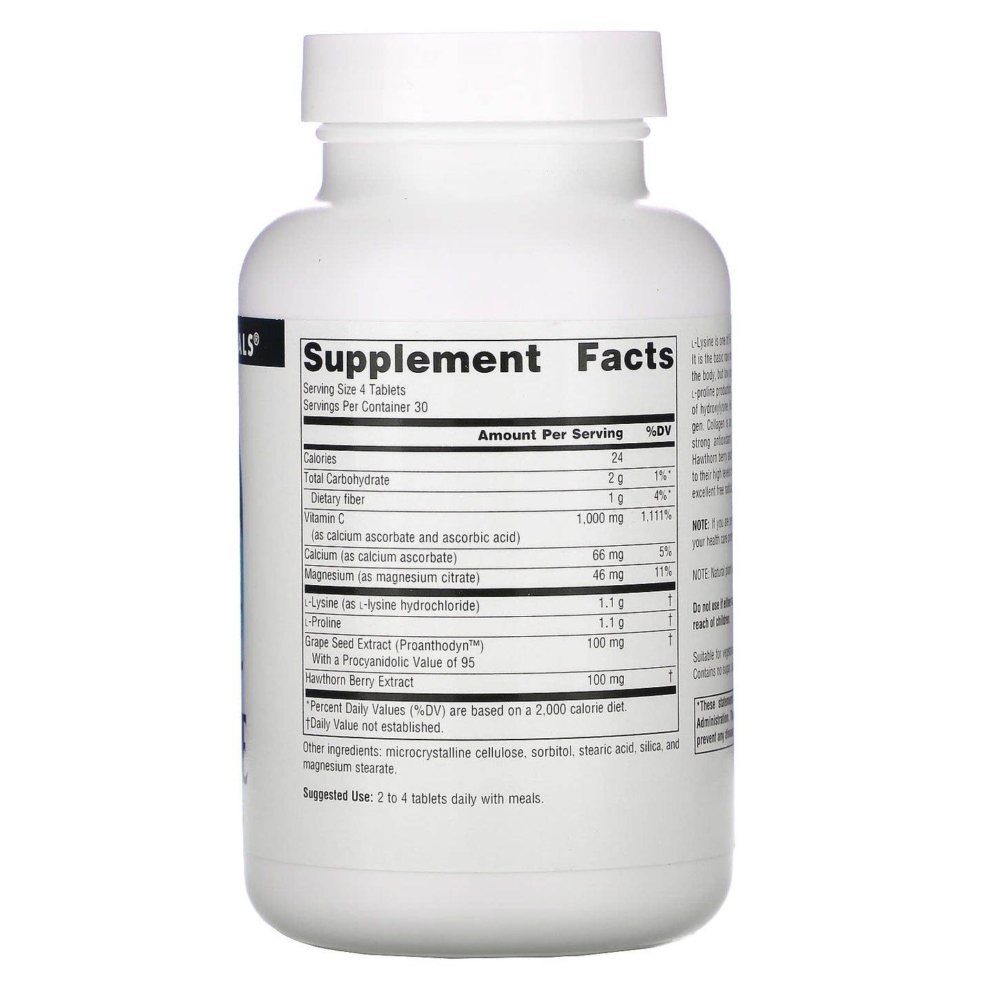 Source Naturals, Proline & Lysine 550 mg, 120 Tablets UPC 021078007586 | Hilife Vitamins
