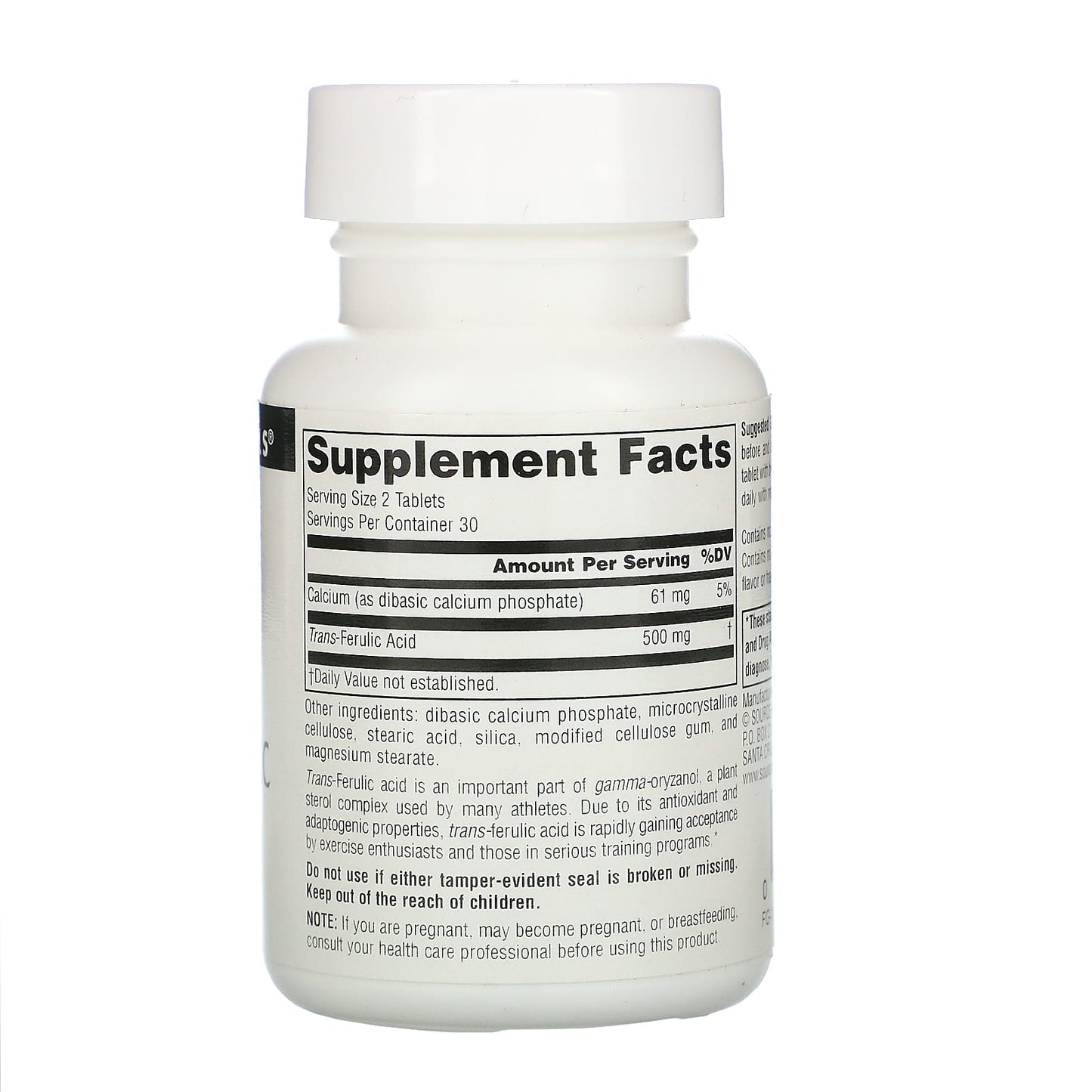 Source Naturals, Trans-Ferulic Acid 250 mg, 60 Tablets UPC 021078008057 | Hilife Vitamins