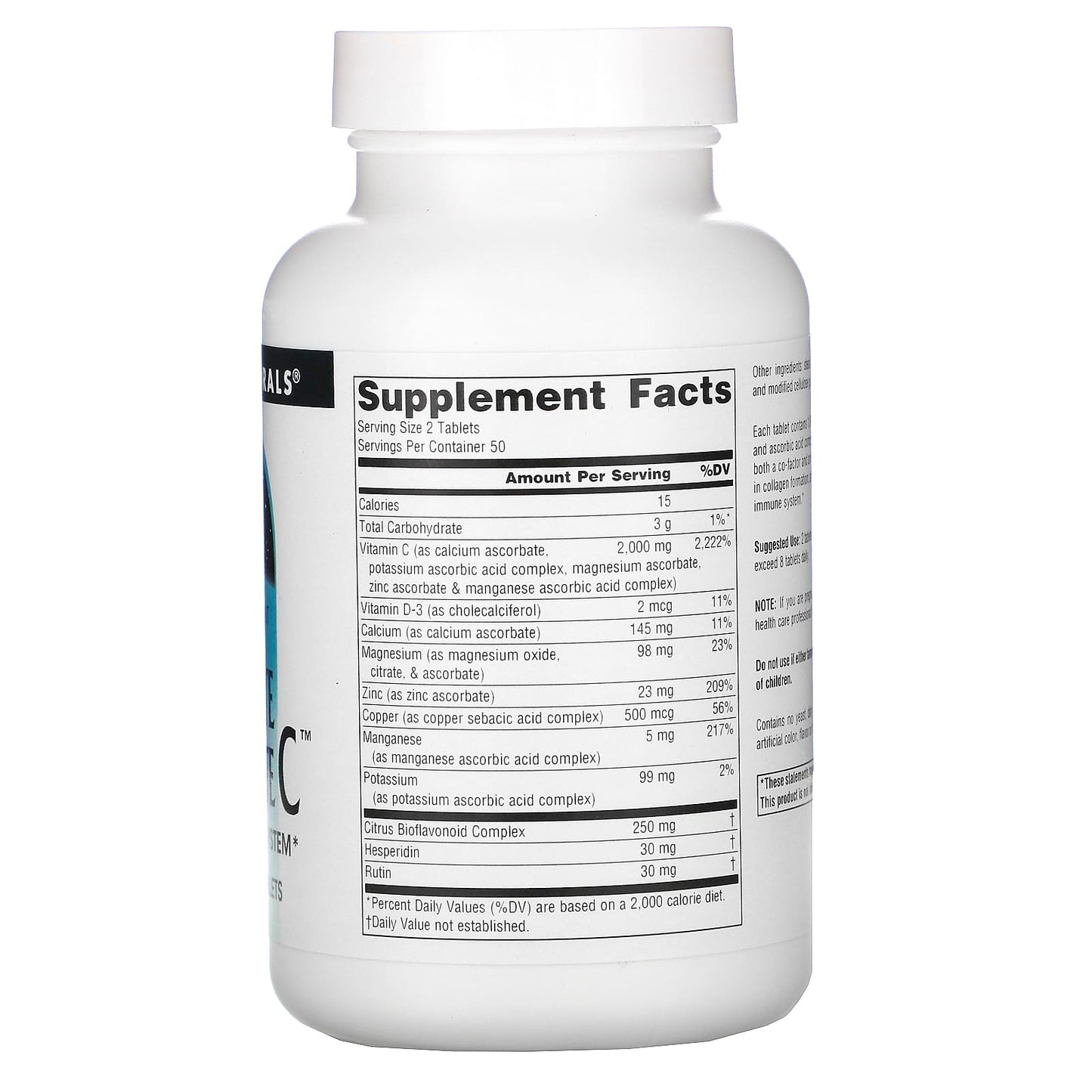 Source Naturals, Ultimate Ascorbate C™ 1000 mg, 100 Tablets UPC 021078008323 | Hilife Vitamins