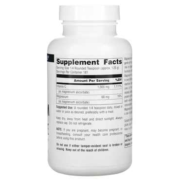 Source Naturals, Magnesium Ascorbate, 8 Oz Ounces UPC 021078008347 | Hilife Vitamins
