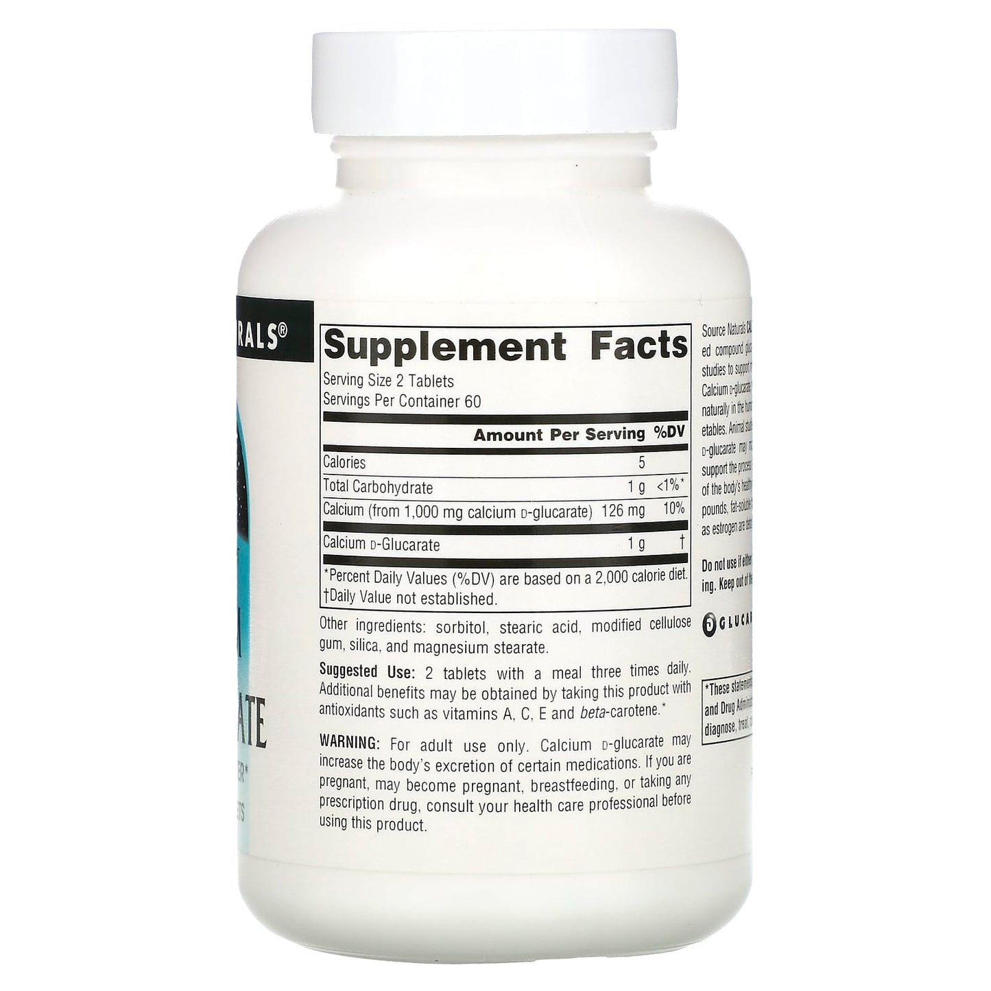 Source Naturals, Calcium D-Glucarate 500 mg, 120 Tablets UPC 021078008712 | Hilife Vitamins