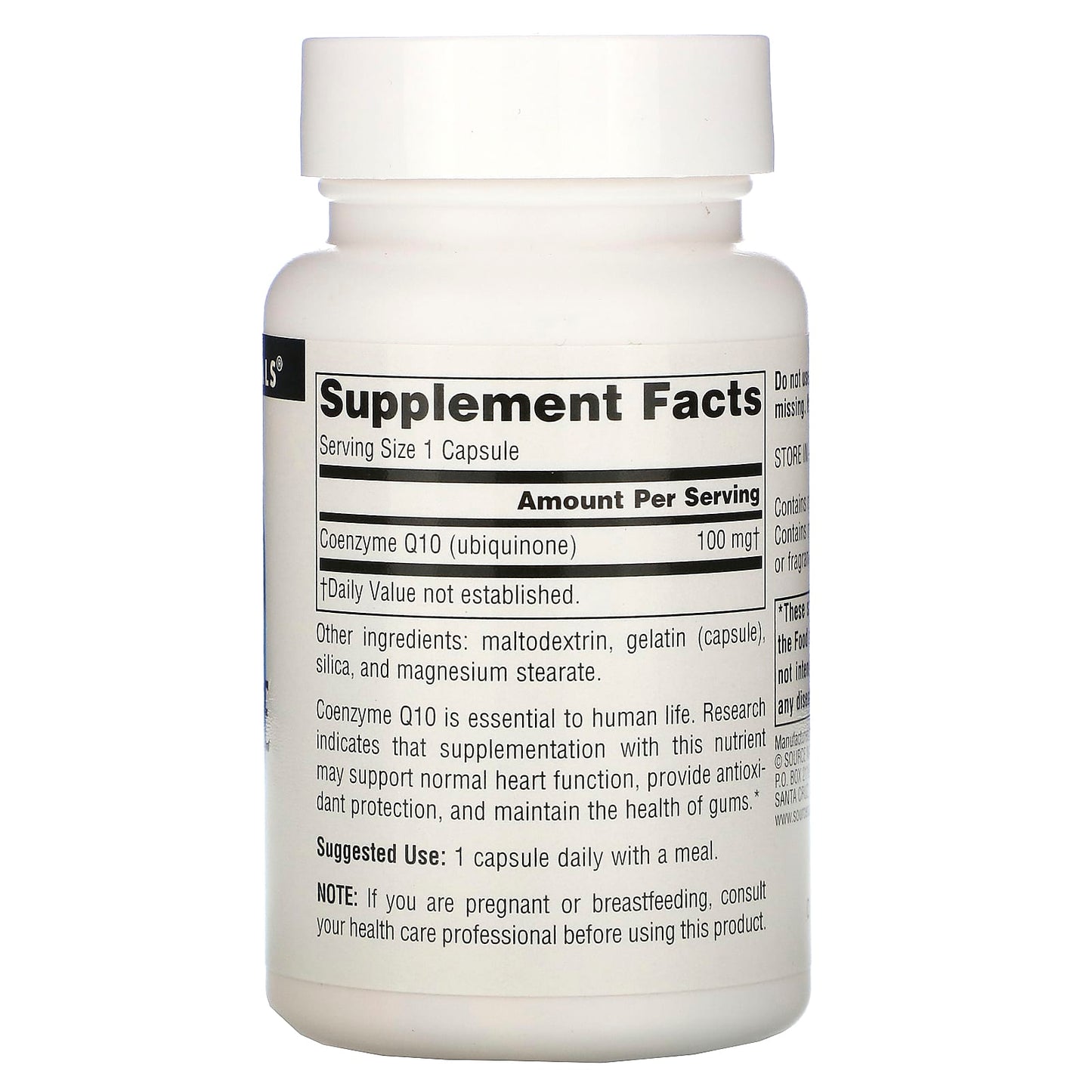 Source Naturals, Coenzyme Q10 100 mg, 60 Capsules UPC 021078008750 | Hilife Vitamins