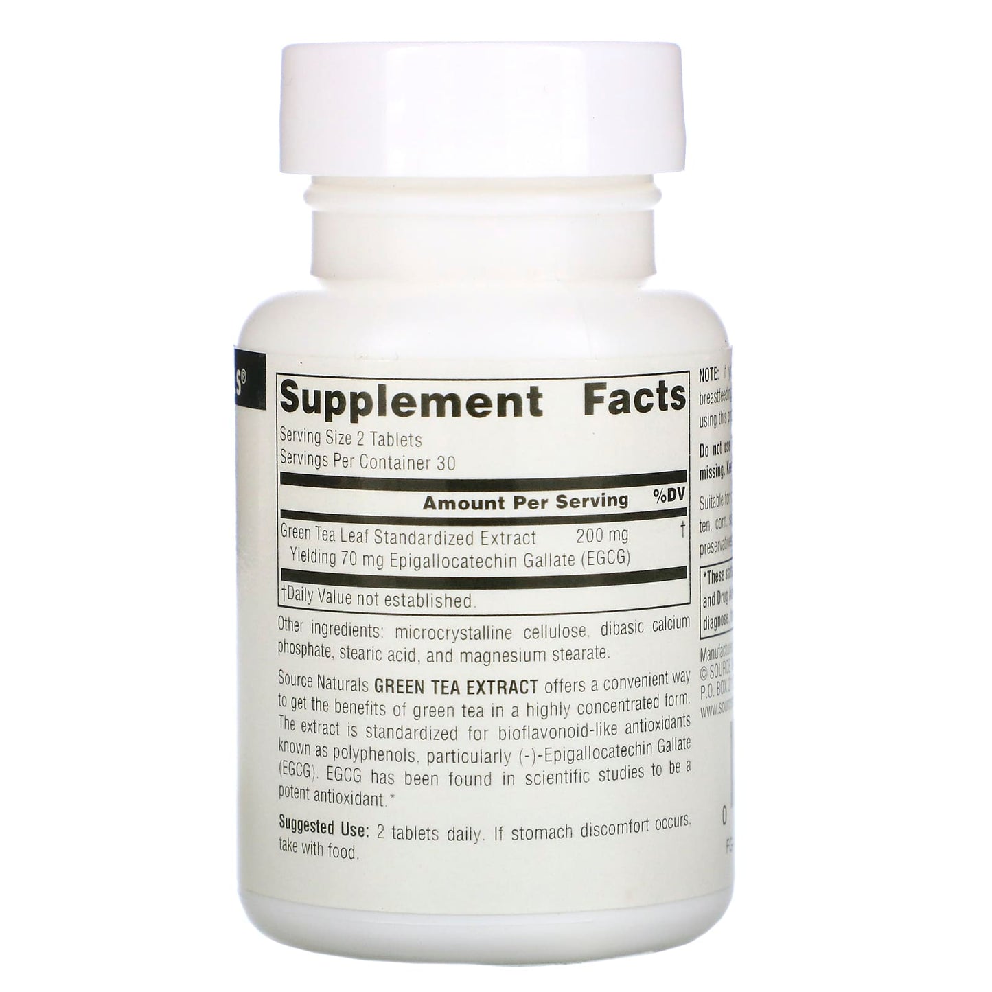 Source Naturals, Green Tea Extract 100 mg, 60 Tablets UPC 021078008828 | Hilife Vitamins