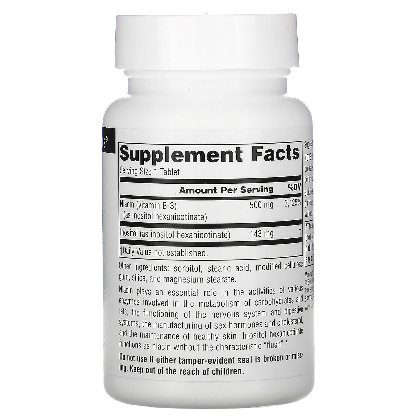 Source Naturals, No-Flush Niacin™ 500 mg, 60 Tablets UPC 021078009214 | Hilife Vitamins