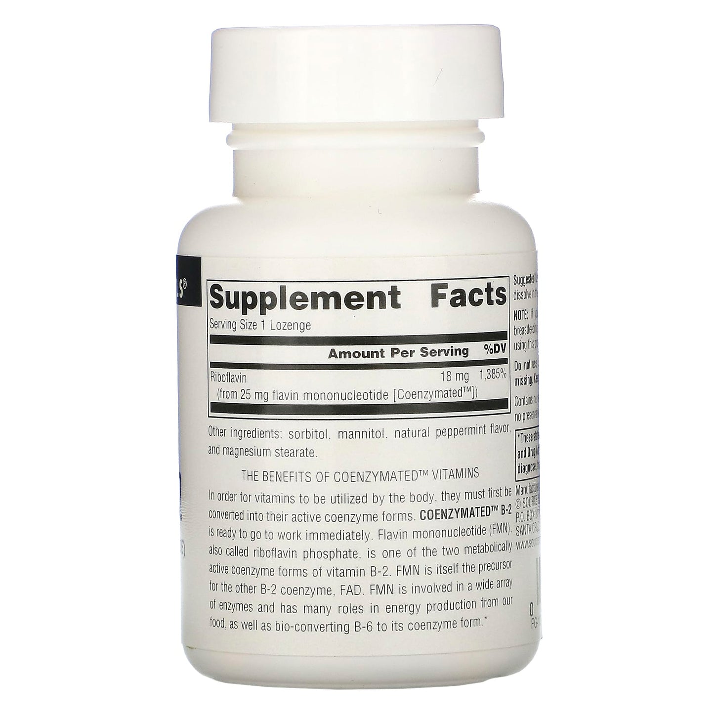 Source Naturals, Coenzymated™ B-2 25 mg Peppermint, 60 Tablets UPC 021078009351 | Hilife Vitamins