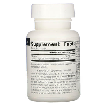 Source Naturals, Coenzymated™ B-2 25 mg Peppermint, 60 Tablets UPC 021078009351 | Hilife Vitamins