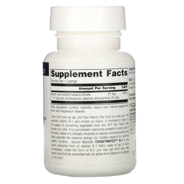 Source Naturals, Coenzymated™ B-3 25 mg Peppermint, 60 Tablets UPC 021078009375 | Hilife Vitamins
