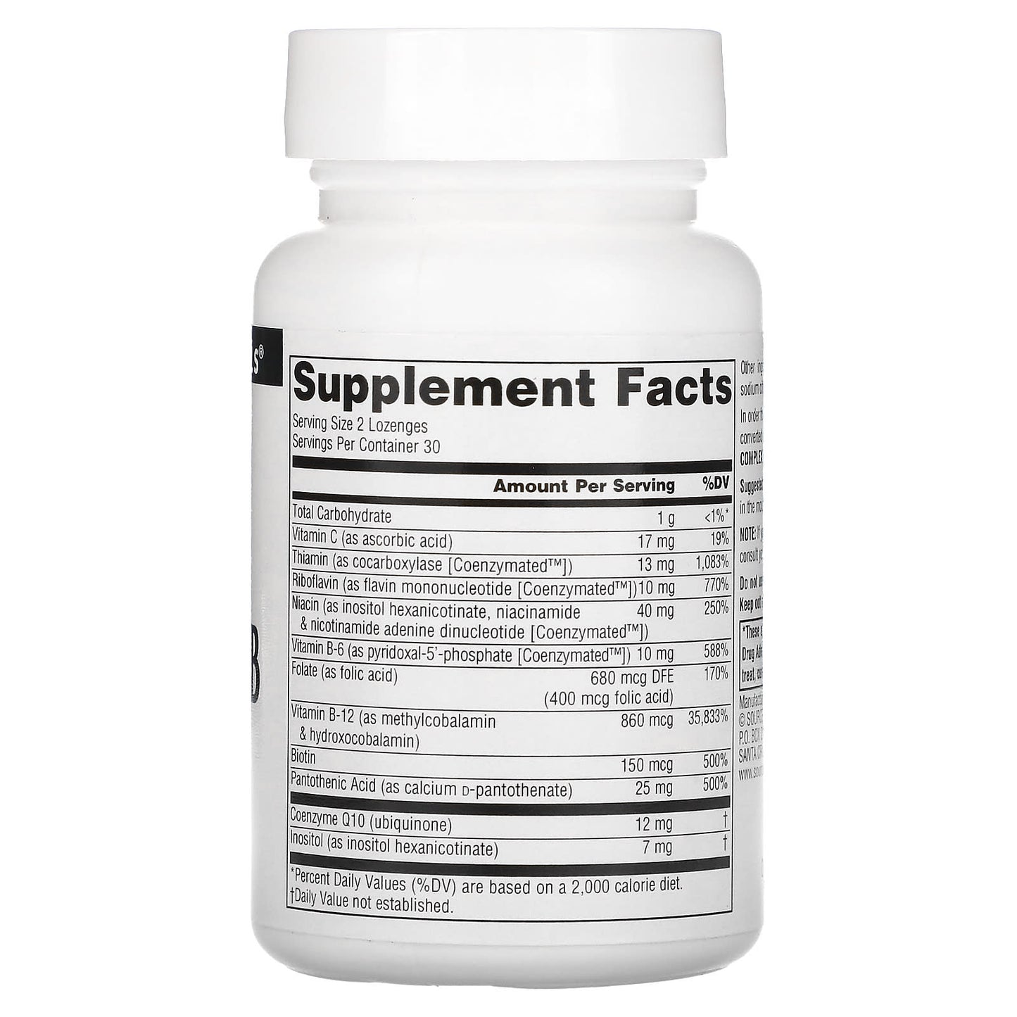 Source Naturals, Coenzymate™ B Complex Peppermint, 60 Tablets UPC 021078009436 | Hilife Vitamins