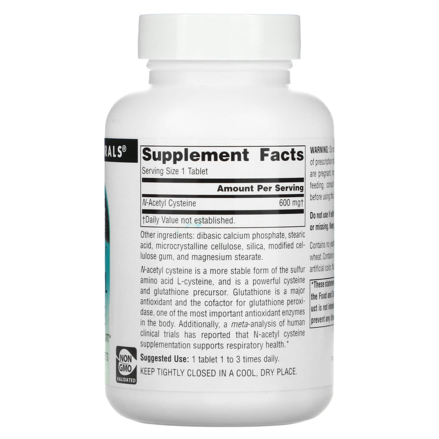 Source Naturals, N-Acetyl Cysteine 600 mg, 120 Tablets UPC 021078009672 | Hilife Vitamins