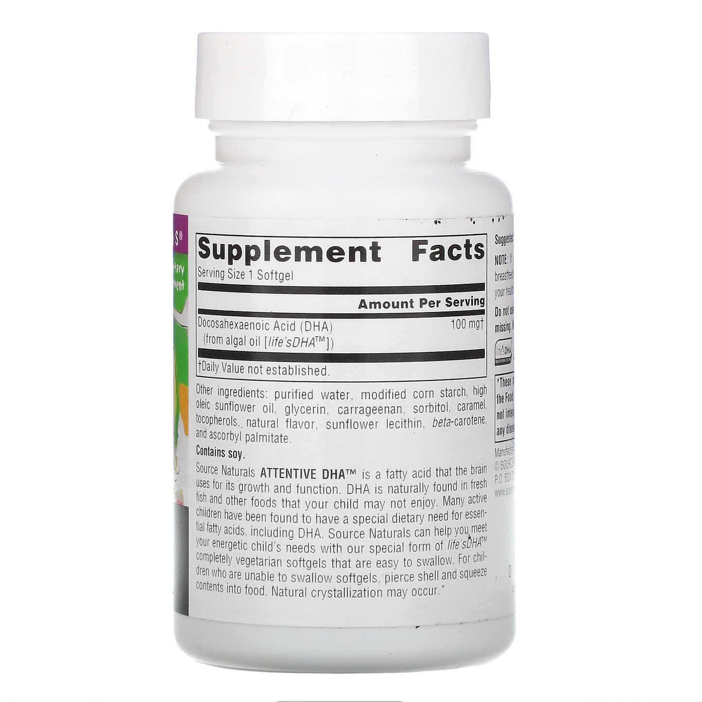 Source Naturals, Attentive DHA™ 100 mg, 60 Softgels UPC 021078012023 | Hilife Vitamins