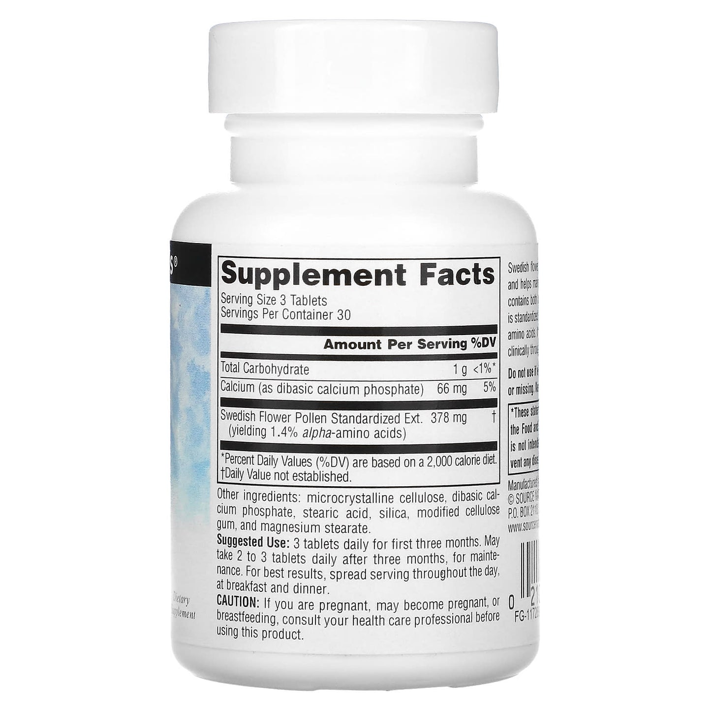 Source Naturals, Swedish Flower Pollen, 90 Tablets UPC 021078012979 | Hilife Vitamins