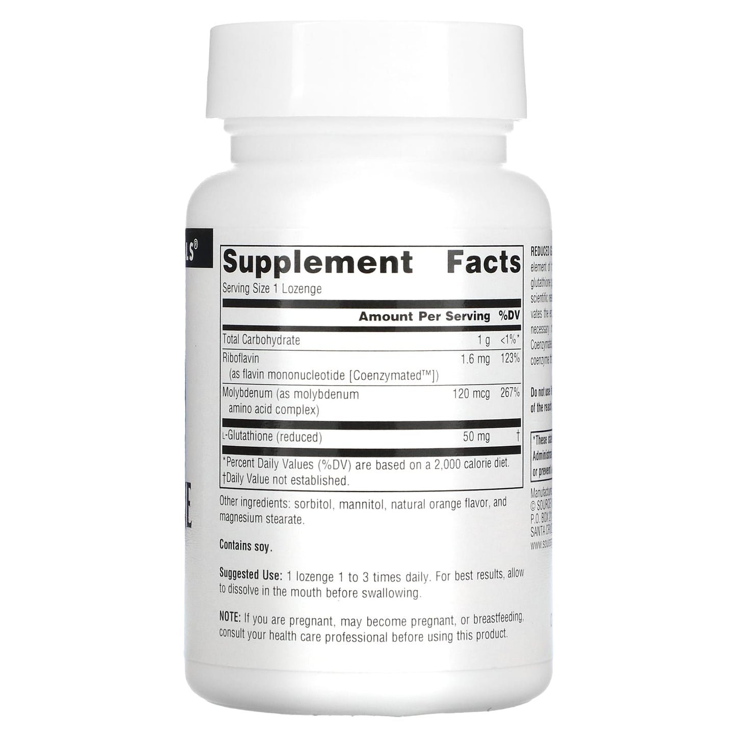 Source Naturals, Reduced Glutathione Complex 50 mg Orange, 100 Tablets UPC 021078013051 | Hilife Vitamins