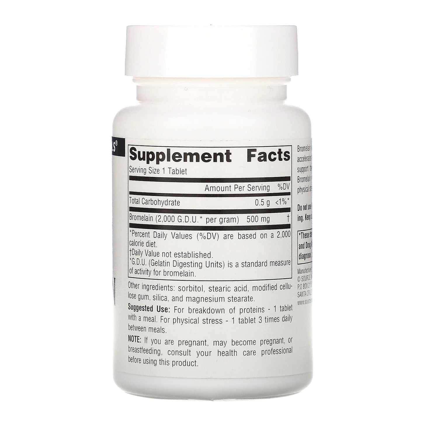Source Naturals, Bromelain 2000, 60 Tablets UPC 021078013549 | Hilife Vitamins