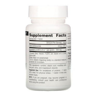 Source Naturals, Bromelain 2000, 60 Tablets UPC 021078013549 | Hilife Vitamins