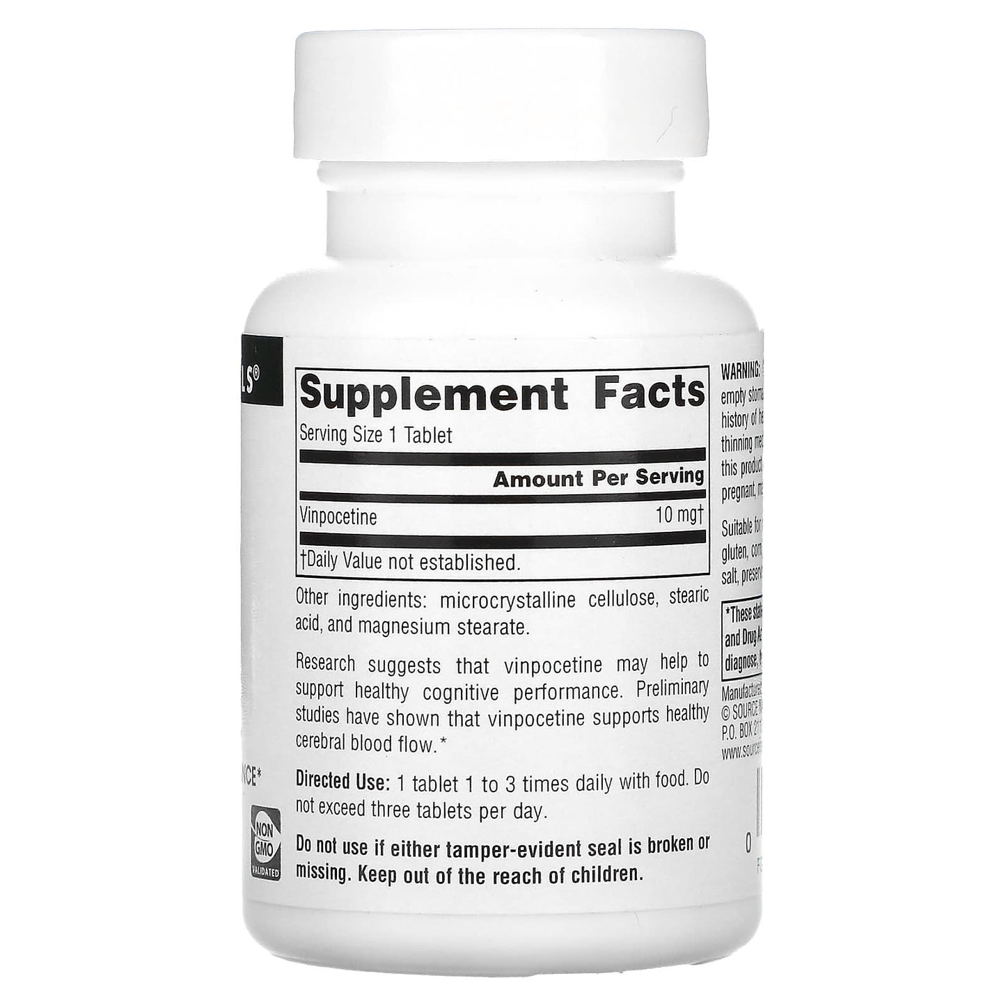 Source Naturals, Vinpocetine 10 mg, 120 Tablets UPC 021078013990 | Hilife Vitamins