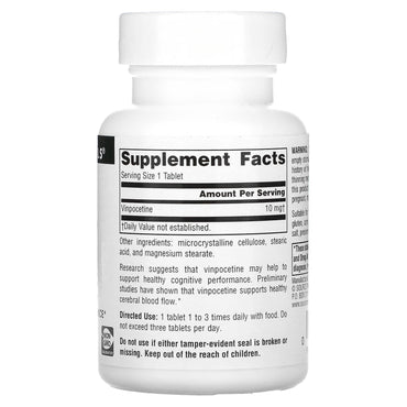 Source Naturals, Vinpocetine 10 mg, 120 Tablets UPC 021078013990 | Hilife Vitamins