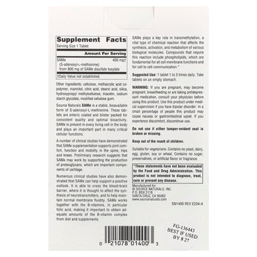 Source Naturals, SAMe , 400 mg, 30 Enteric Coated Tablets UPC 021078014003 | Hilife Vitamins