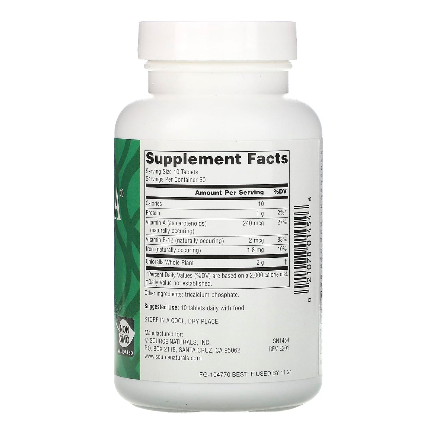 Source Naturals, Yaeyama Chlorella 200 mg, 600 Tablets UPC 021078014546 | Hilife Vitamins