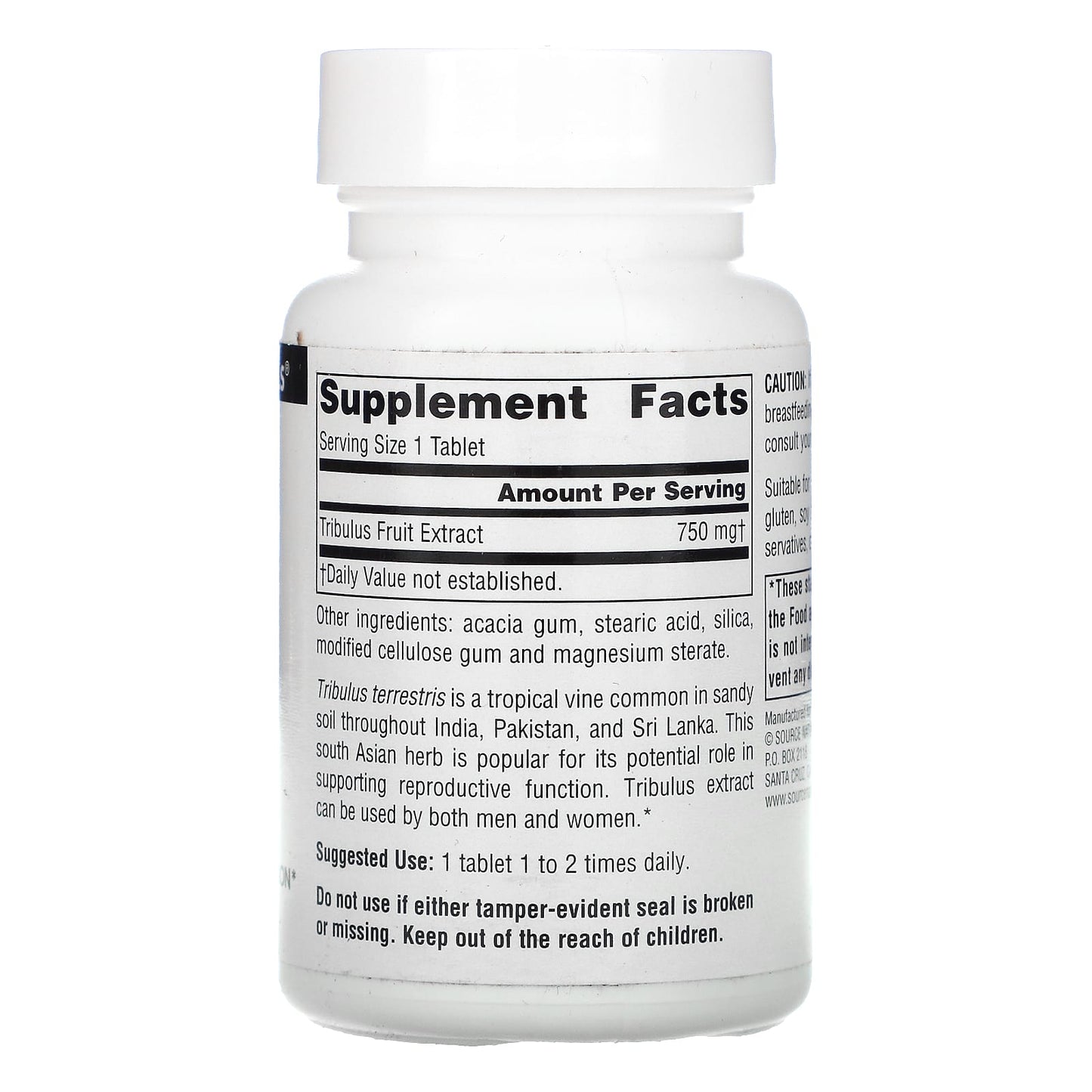 Source Naturals, Tribulus Extract 750 mg, 60 Tablets UPC 021078014614 | Hilife Vitamins