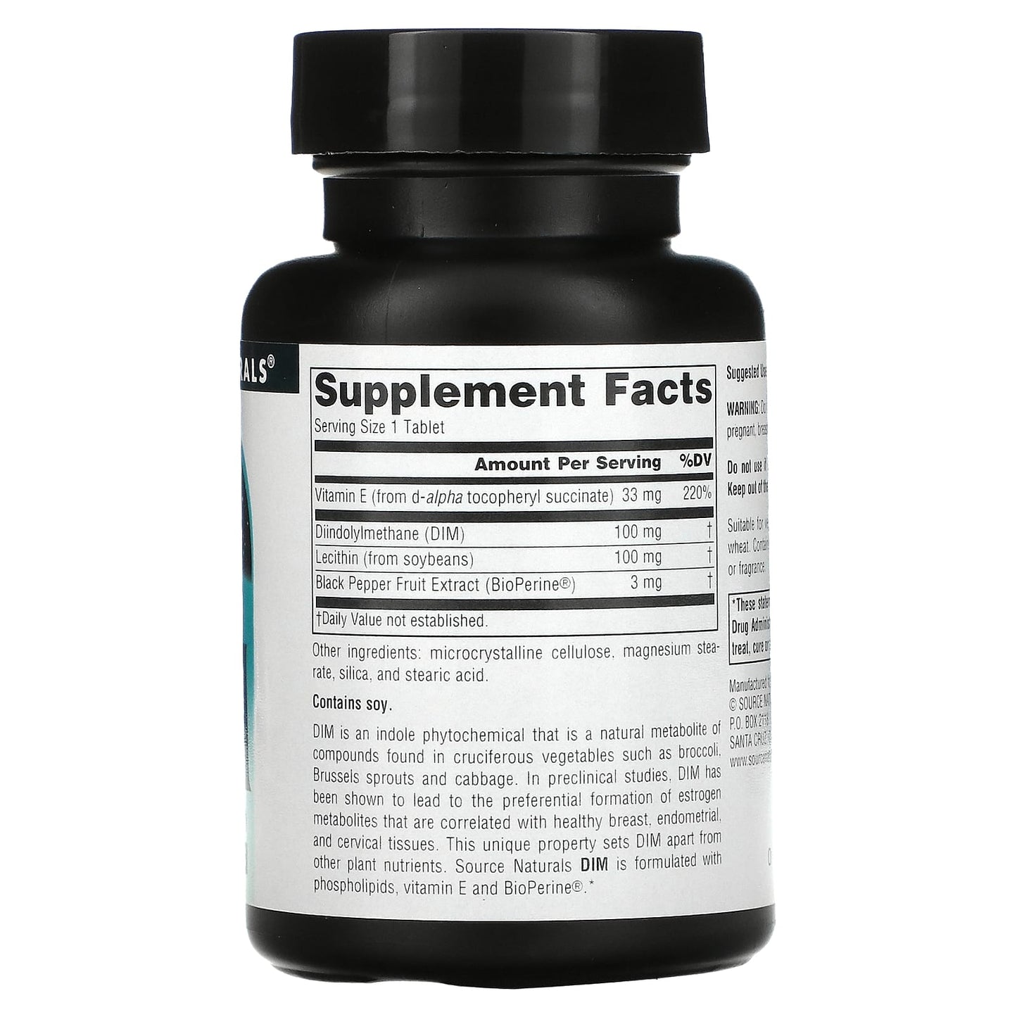 Source Naturals, DIM 100 mg, 60 Tablets UPC 021078015215 | Hilife Vitamins