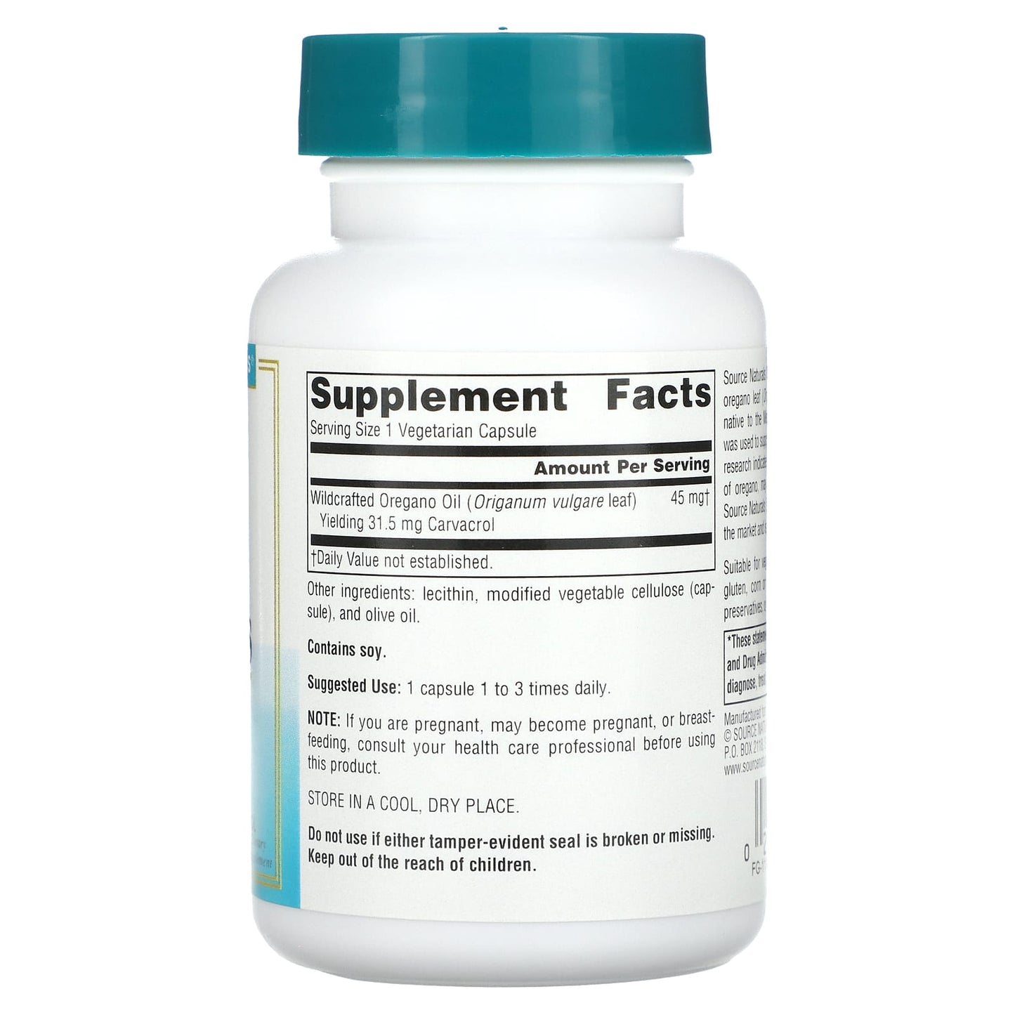 Source Naturals, Wellness, Oil of Oregano, 60 Vegetarian Capsules UPC 021078015390 | Hilife Vitamins