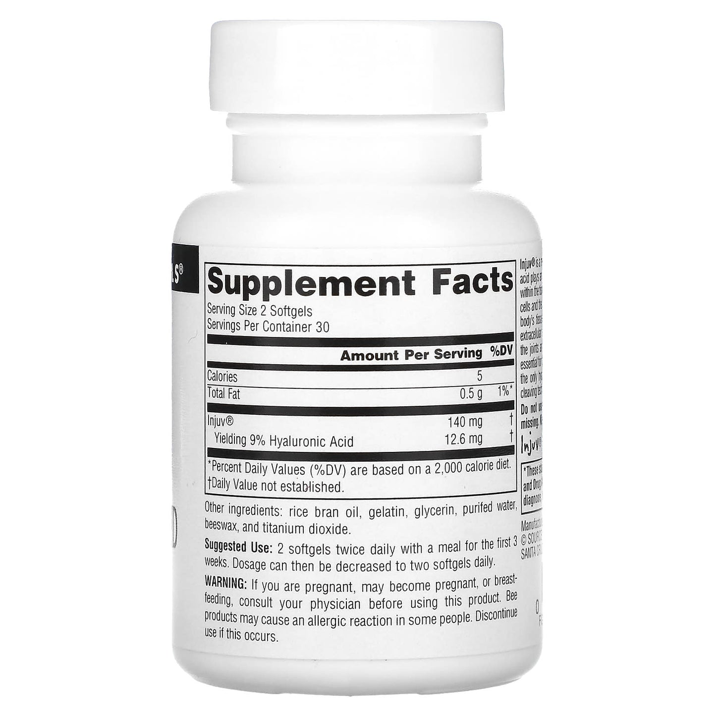 Source Naturals, Hyaluronic Acid, Injuv ® 70 mg, 60 Softgels UPC 021078015505 | Hilife Vitamins