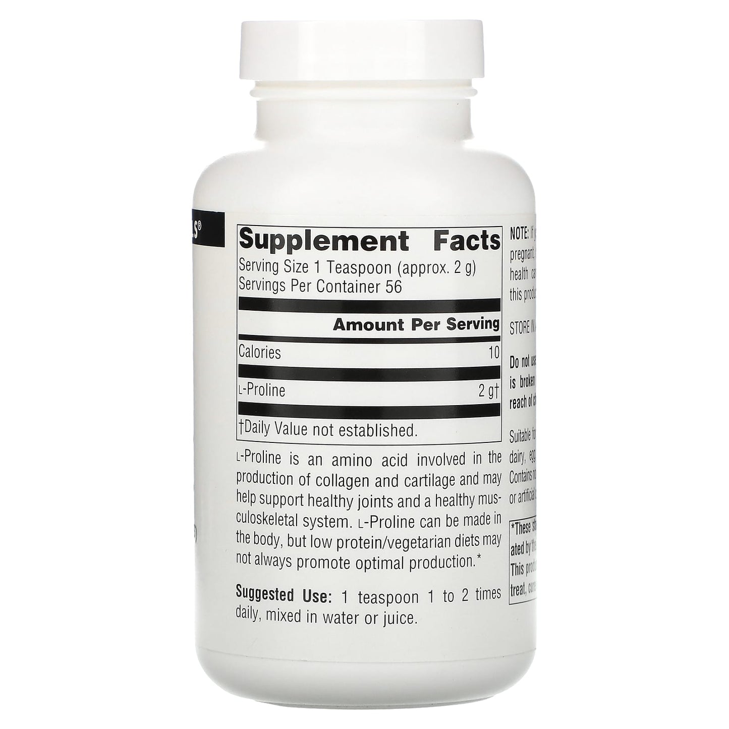 Source Naturals, L-Proline, 4 Oz Tablets UPC 021078015512 | Hilife Vitamins