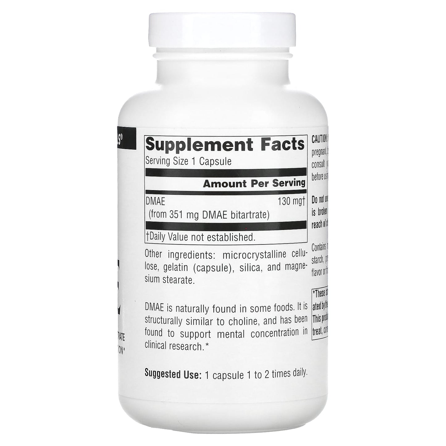 Source Naturals, Dmae 351 mg, 200 Capsules UPC 021078015833 | Hilife Vitamins