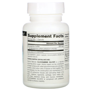 Source Naturals, Glucosamine Sulfate 500 mg, 60 Capsules UPC 021078015901 | Hilife Vitamins