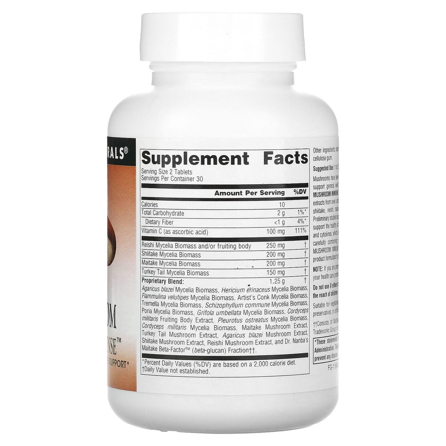 Source Naturals, Mushroom Immune Defense™, 60 Tablets UPC 021078016090 | Hilife Vitamins