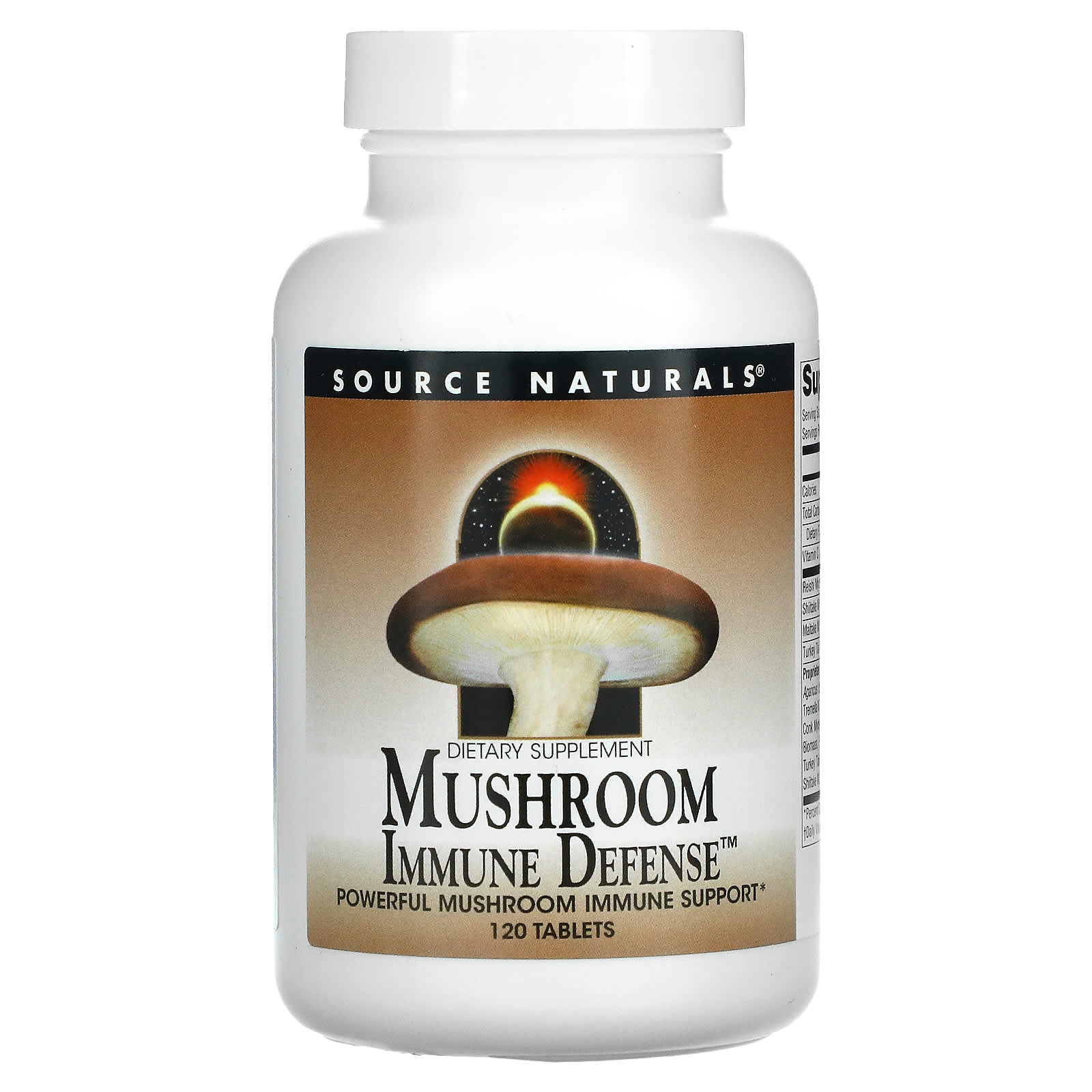 Source Naturals, Mushroom Immune Defense, 120 Tablets UPC 021078016106 | Hilife Vitamins