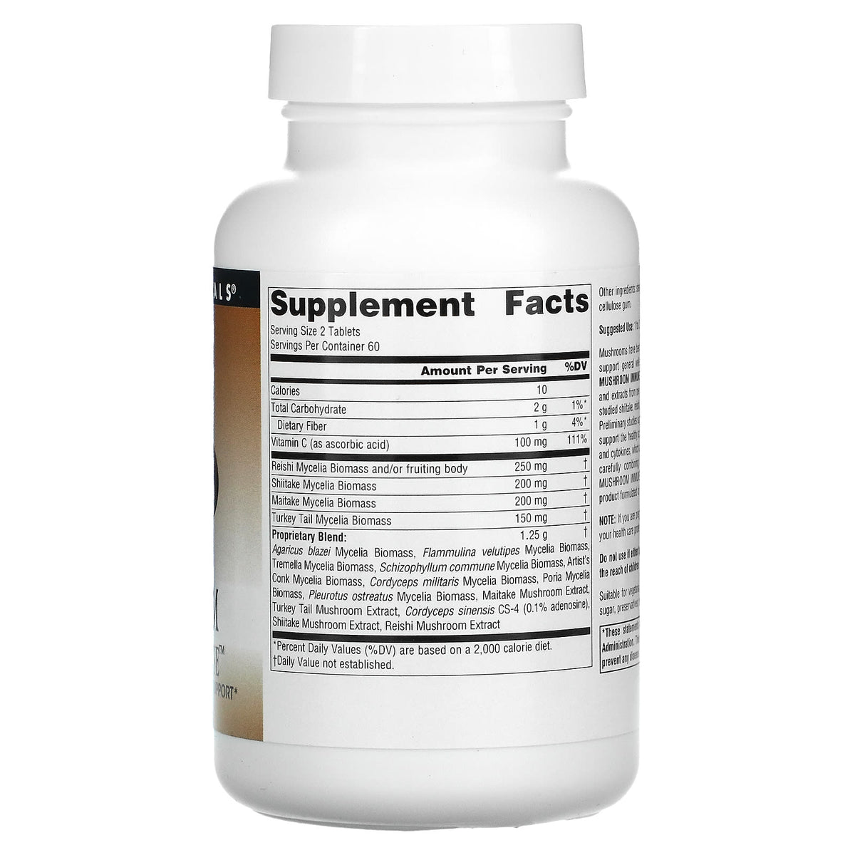 Source Naturals, Mushroom Immune Defense, 120 Tablets UPC 021078016106 | Hilife Vitamins