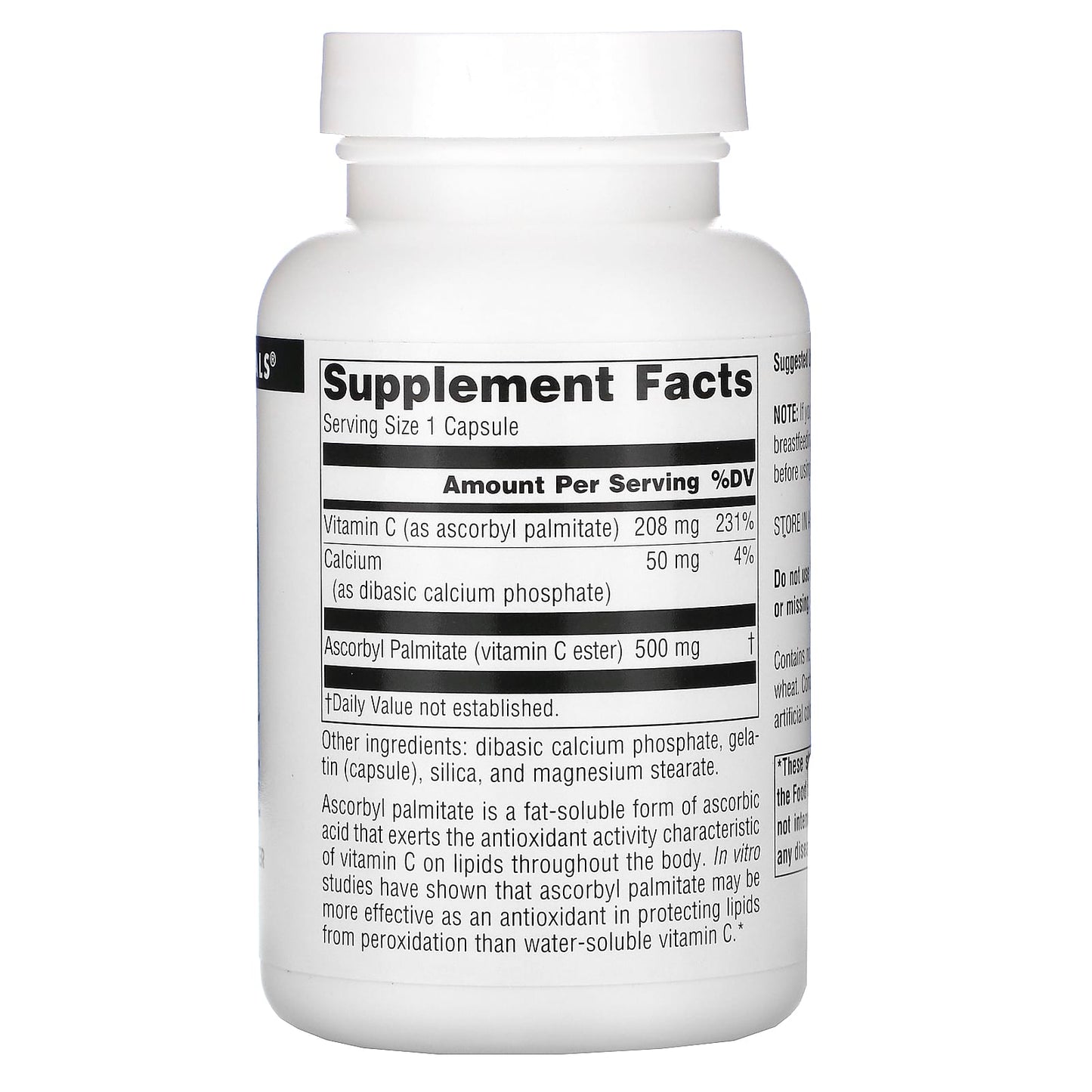 Source Naturals, Ascorbyl Palmitate 500 mg, 90 Capsules UPC 021078016168 | Hilife Vitamins