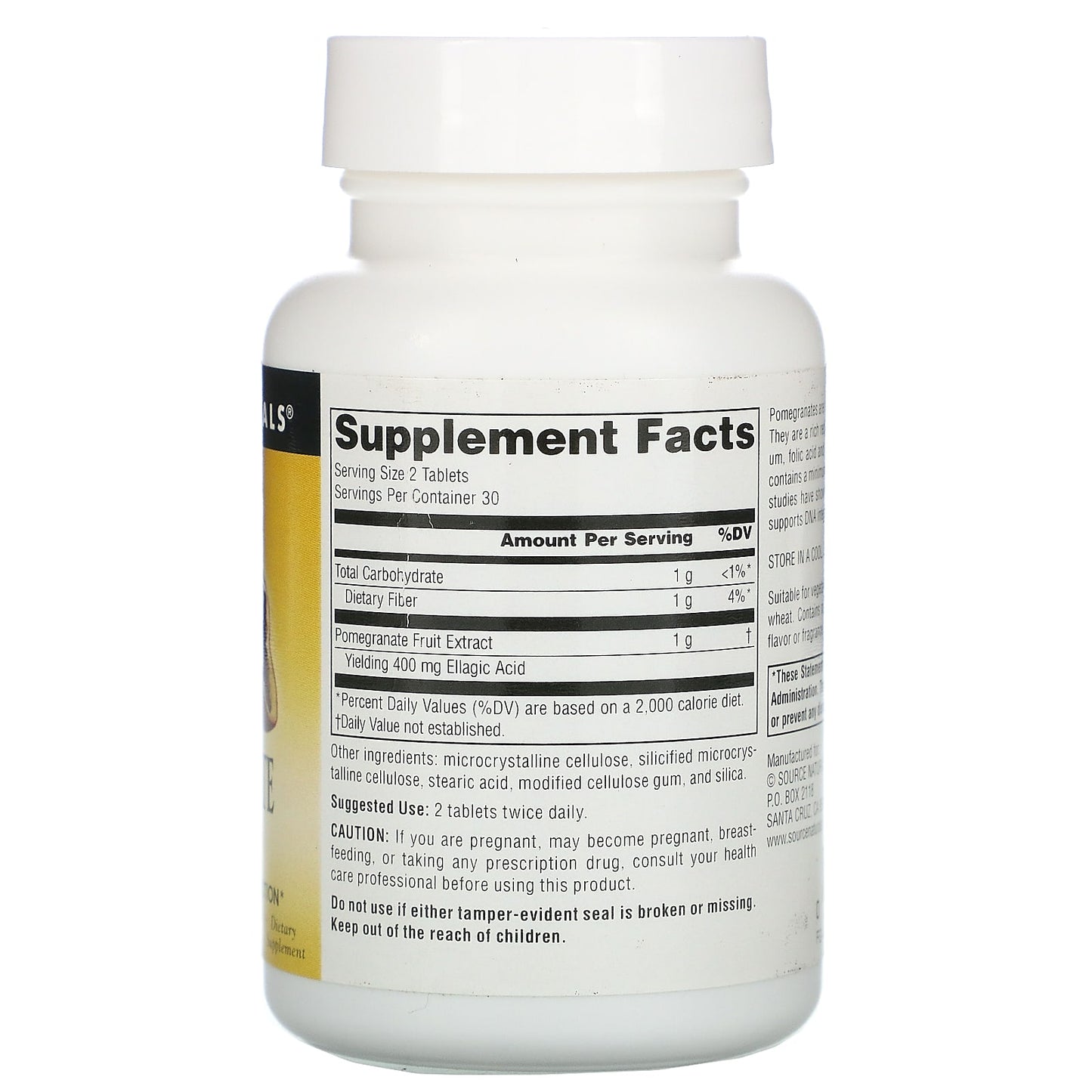 Source Naturals, Pomegranate Extract 500 mg, 60 Tablets UPC 021078016274 | Hilife Vitamins