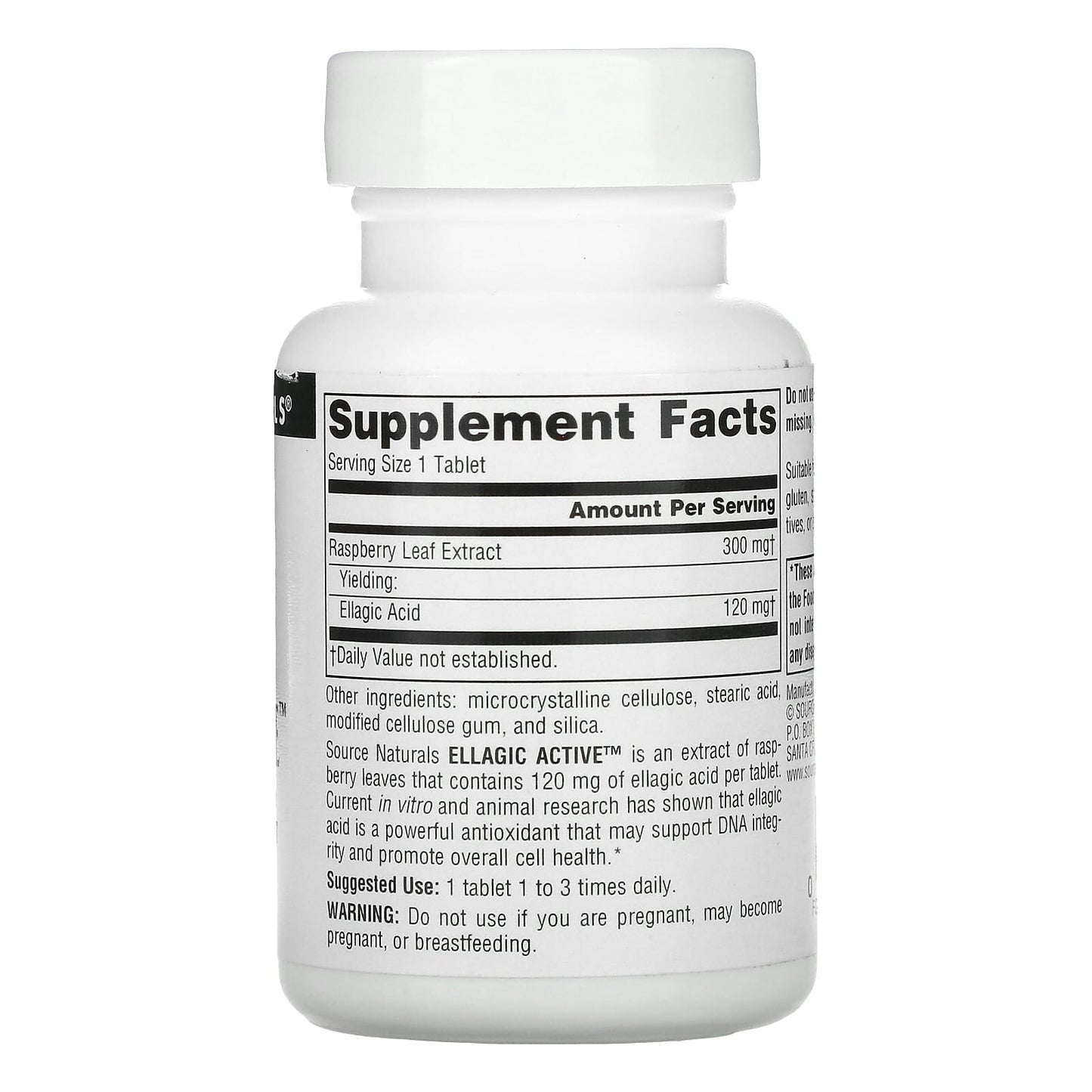 Source Naturals, Ellagic Active™ 300 mg, 60 Tablets UPC 021078016304 | Hilife Vitamins